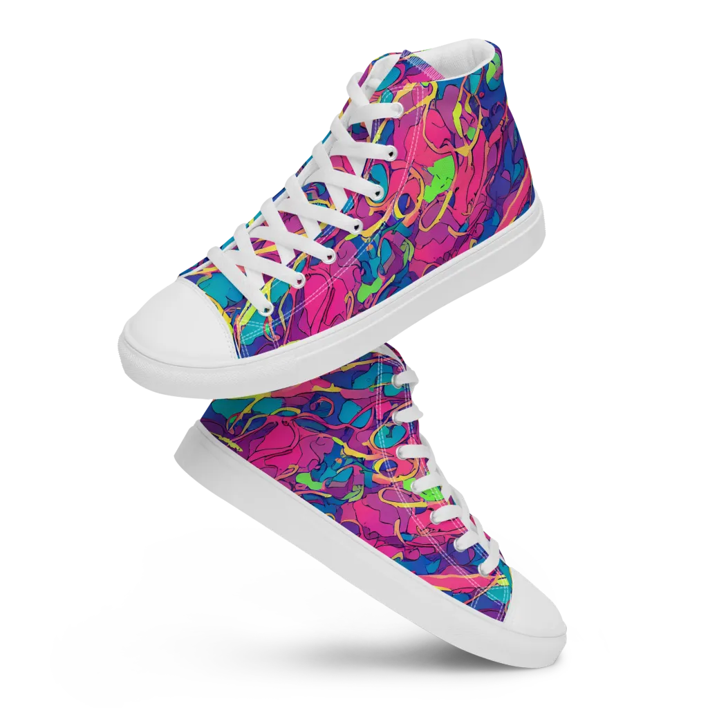 Magenta Velocity on Women's High Top Canvas Shoes — Front