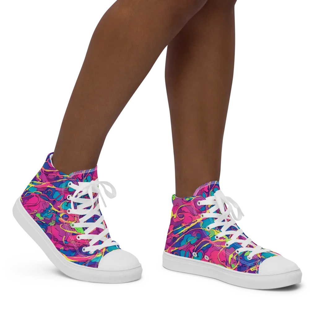 Magenta Velocity on Women's High Top Canvas Shoes — Right
