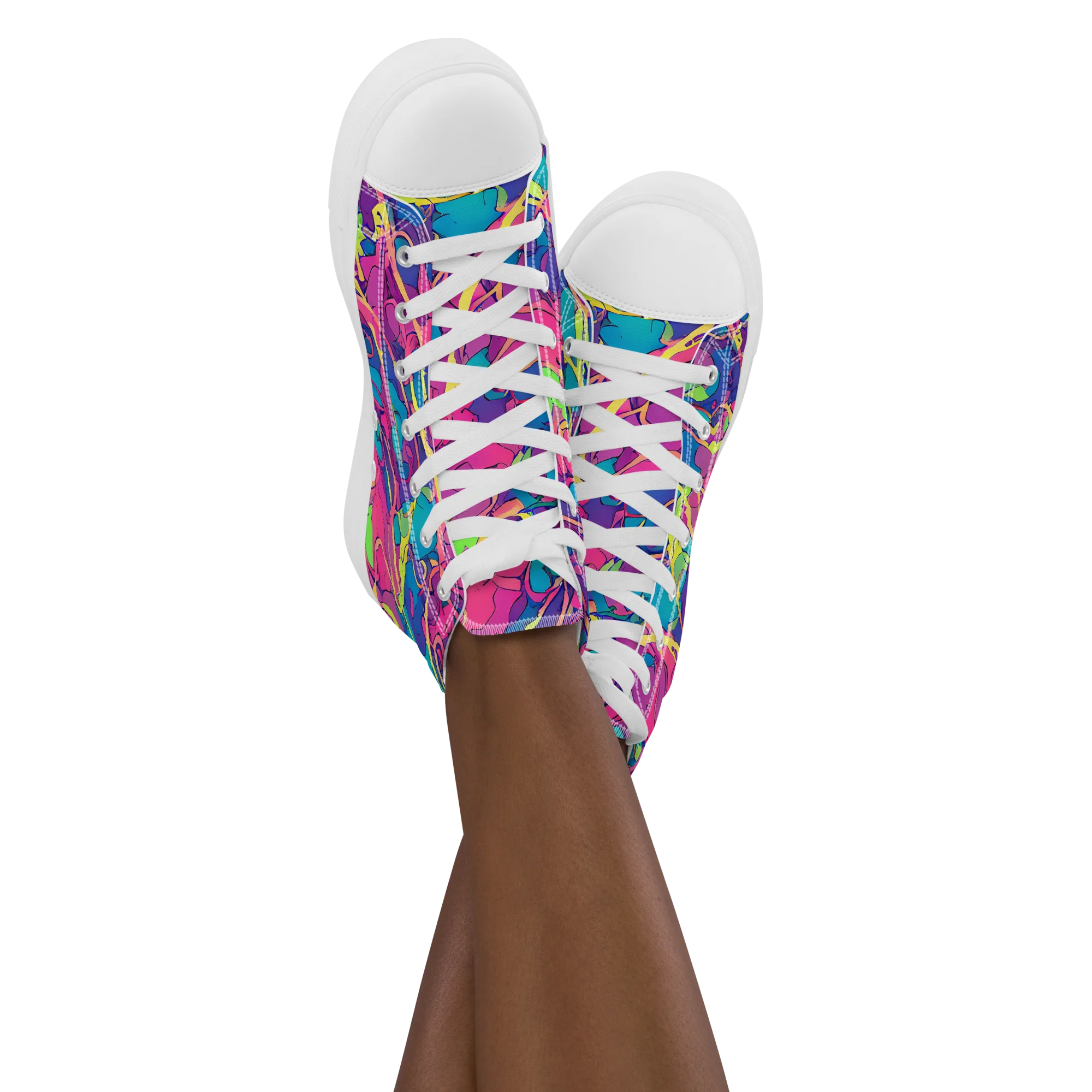 Magenta Velocity on Women's High Top Canvas Shoes — Front