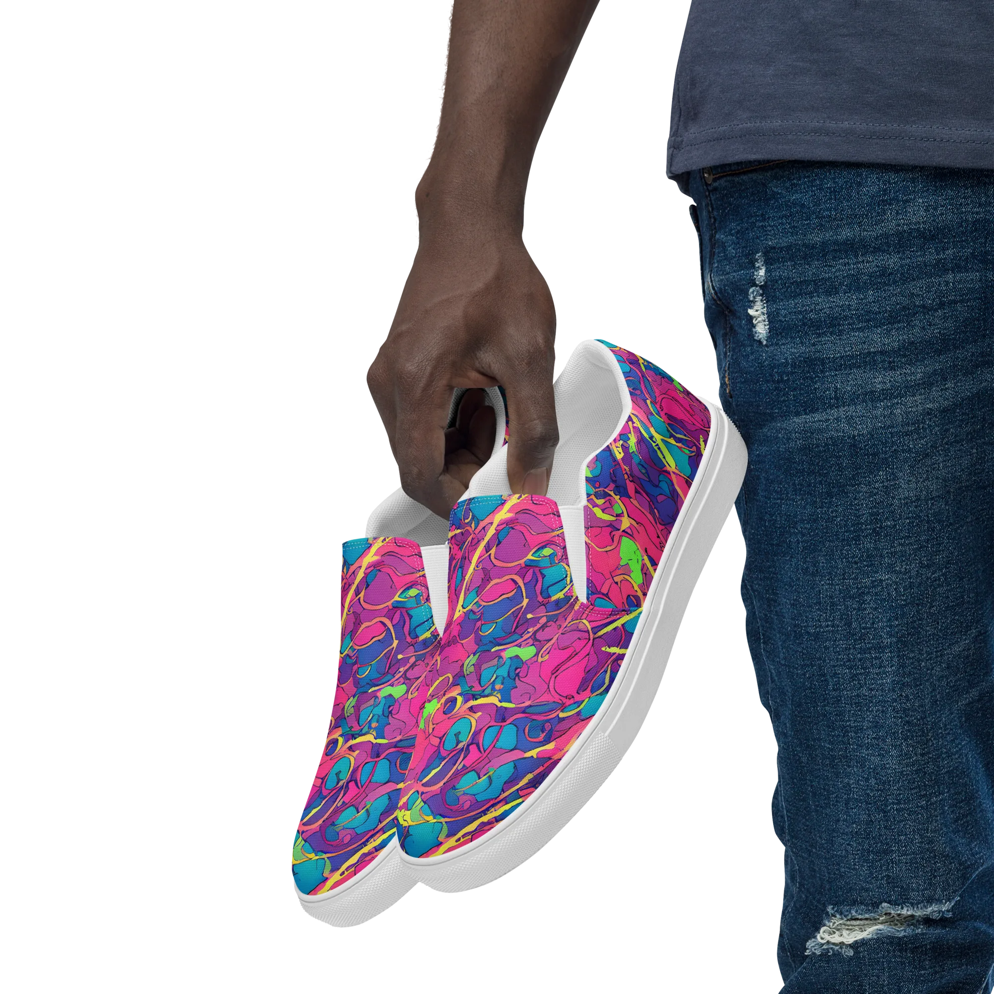 Magenta Velocity on Men's Slip-On Canvas Shoes — Left Front