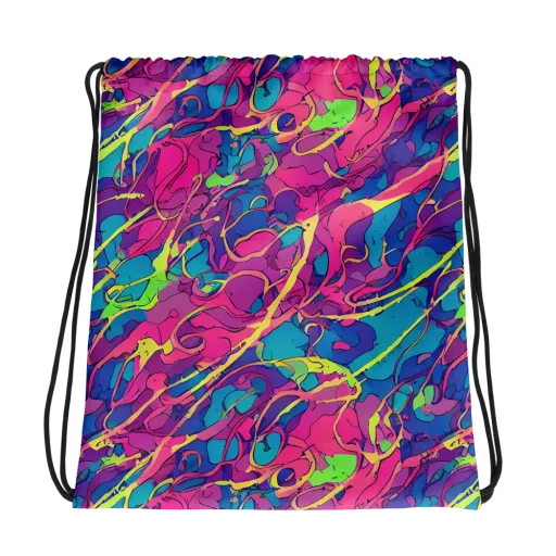Magenta Velocity on a Drawstring Bag
