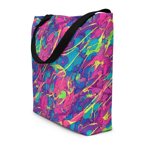 Magenta Velocity on a Large Tote Bag W/ Pocket
