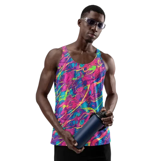 Magenta Velocity on a Men's Tank Top