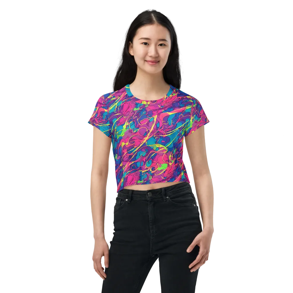 Magenta Velocity on Crop Tee — Front