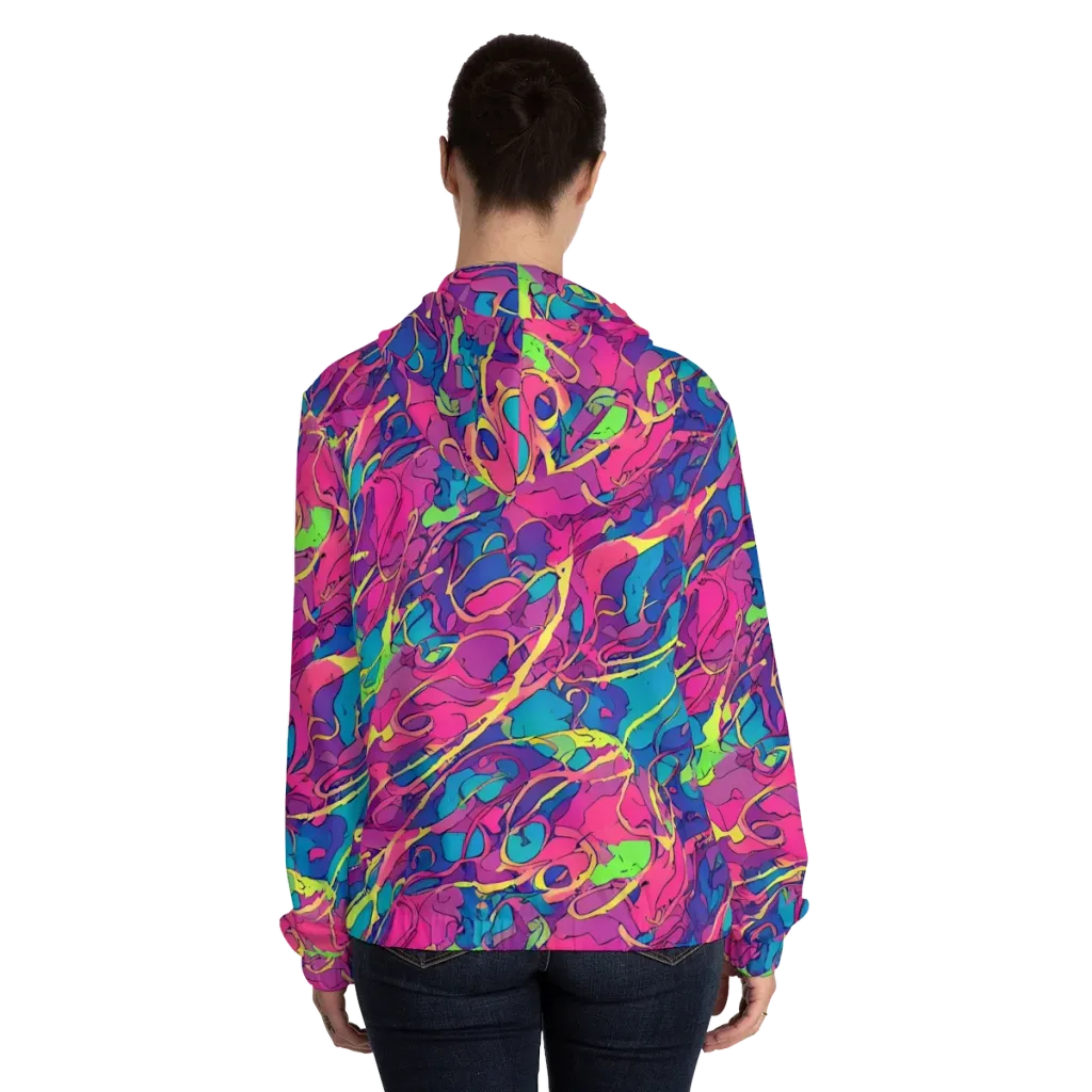 Magenta Velocity on Women's Full-Zip Hoodie — Back On Person