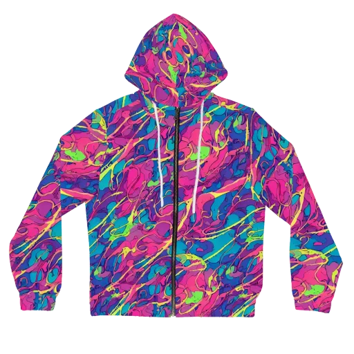 Magenta Velocity on a Women's Full-Zip Hoodie