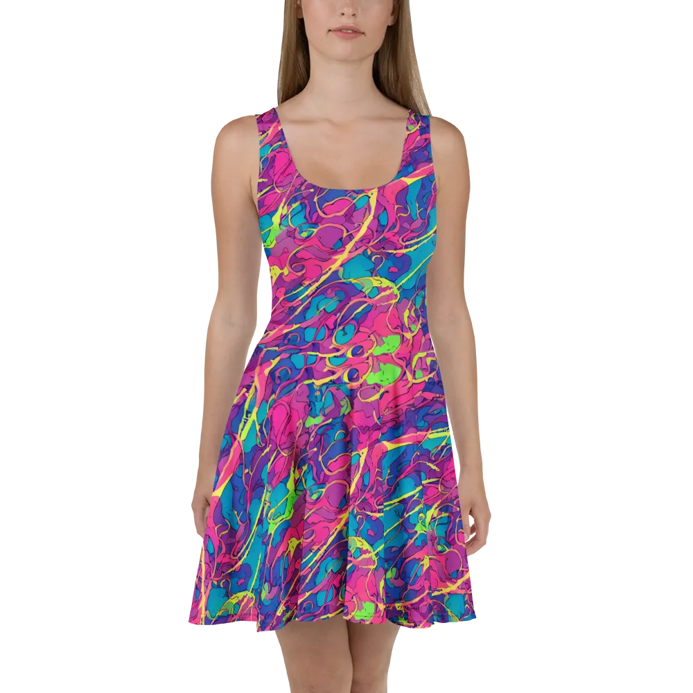Magenta Velocity on Skater Dress — Front