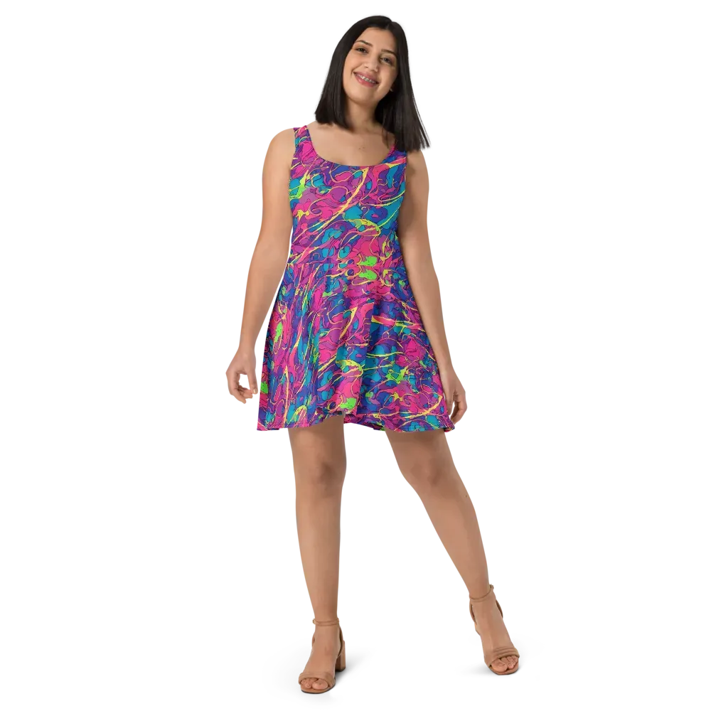 Magenta Velocity on Skater Dress — Front