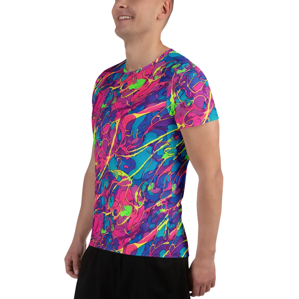Magenta Velocity on Men's Athletic T-Shirt — Left