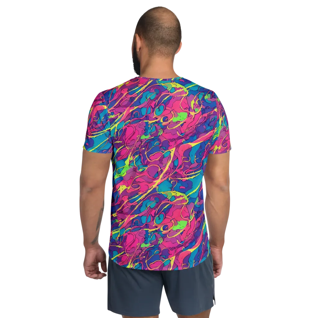 Magenta Velocity on Men's Athletic T-Shirt — Back