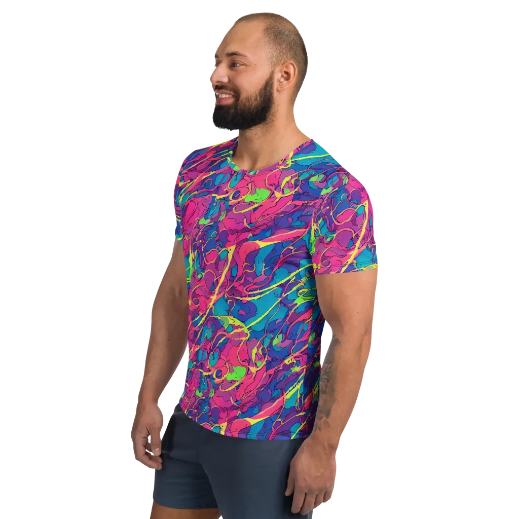 Magenta Velocity on Men's Athletic T-Shirt — Left