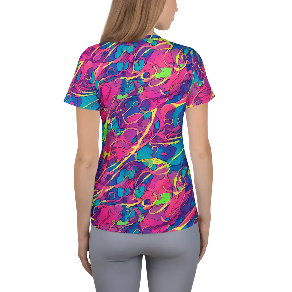 Magenta Velocity on Women's Athletic T-Shirt — Back