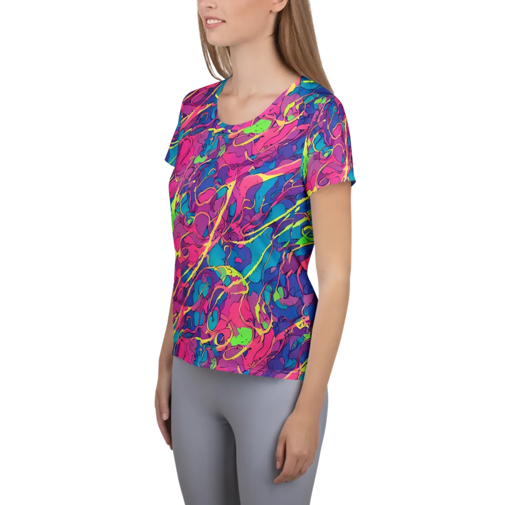 Magenta Velocity on Women's Athletic T-Shirt — Left
