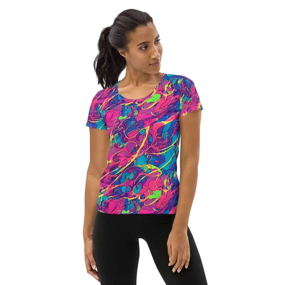 Magenta Velocity on Women's Athletic T-Shirt — Front