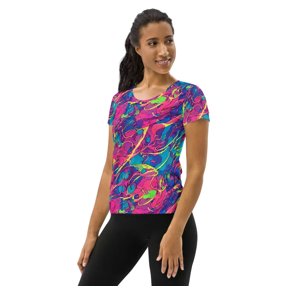 Magenta Velocity on Women's Athletic T-Shirt — Left