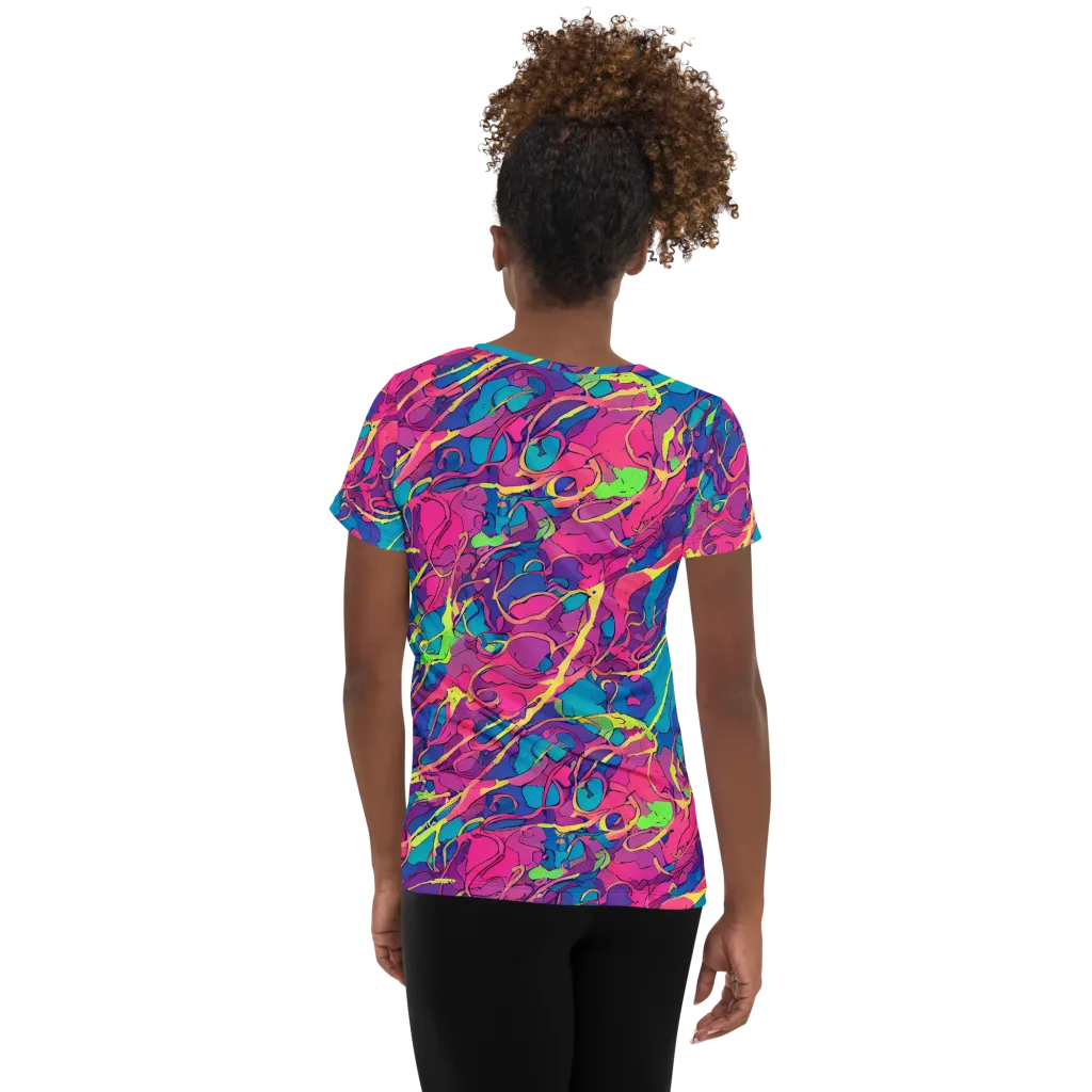 Magenta Velocity on Women's Athletic T-Shirt — Back