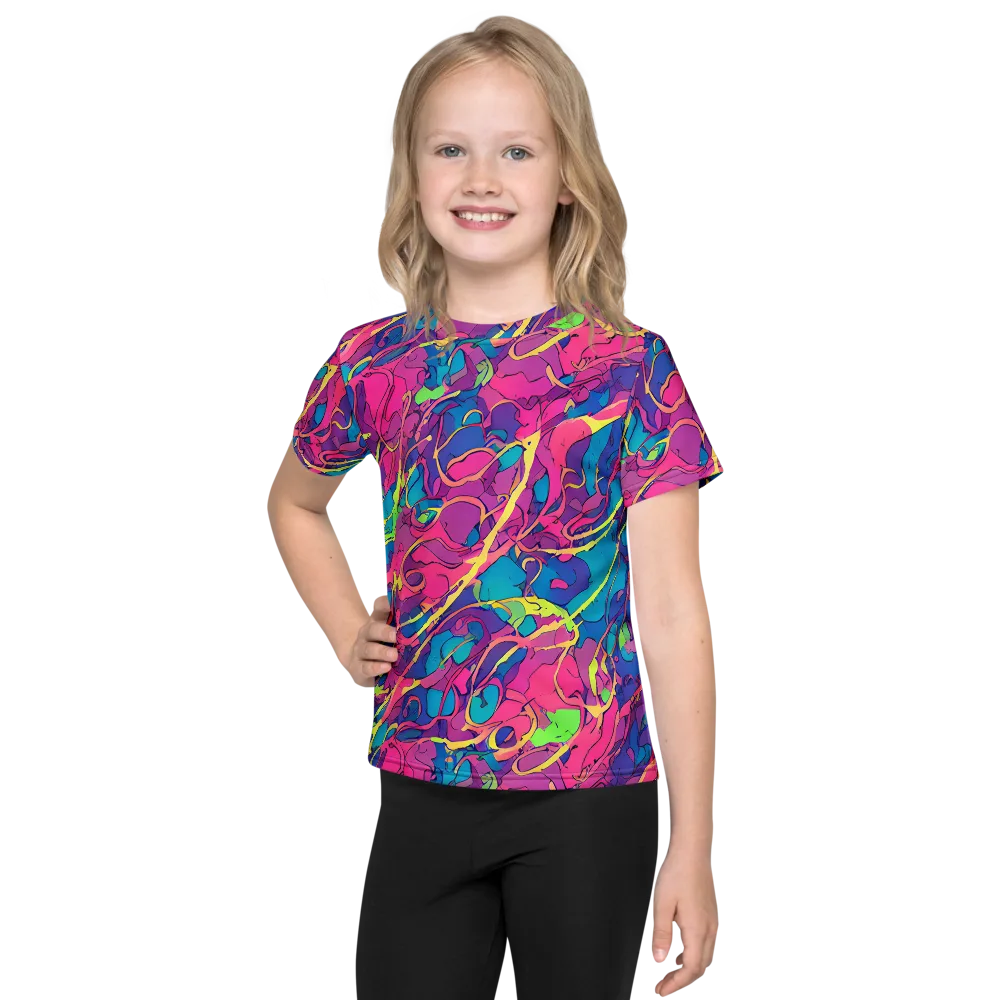 Magenta Velocity on Kids Crew Neck T-Shirt — Front