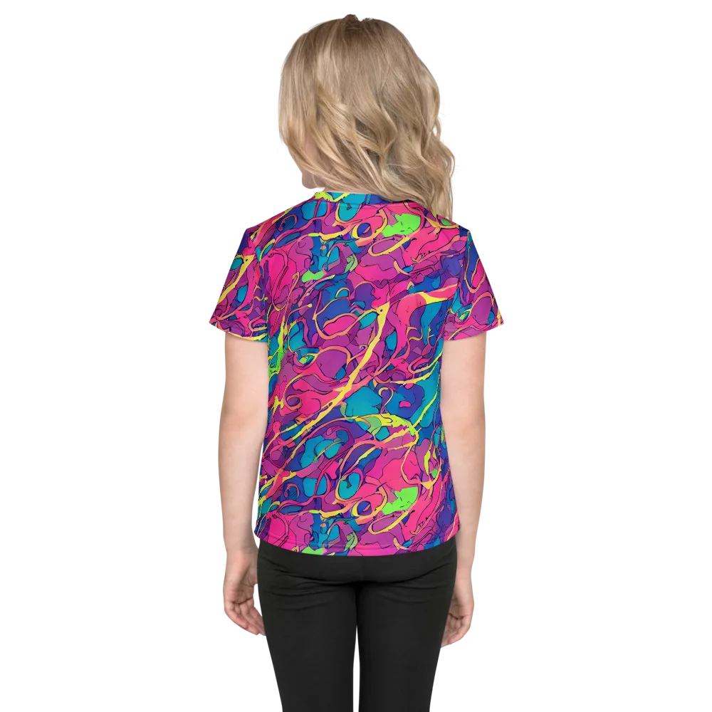 Magenta Velocity on Kids Crew Neck T-Shirt — Back