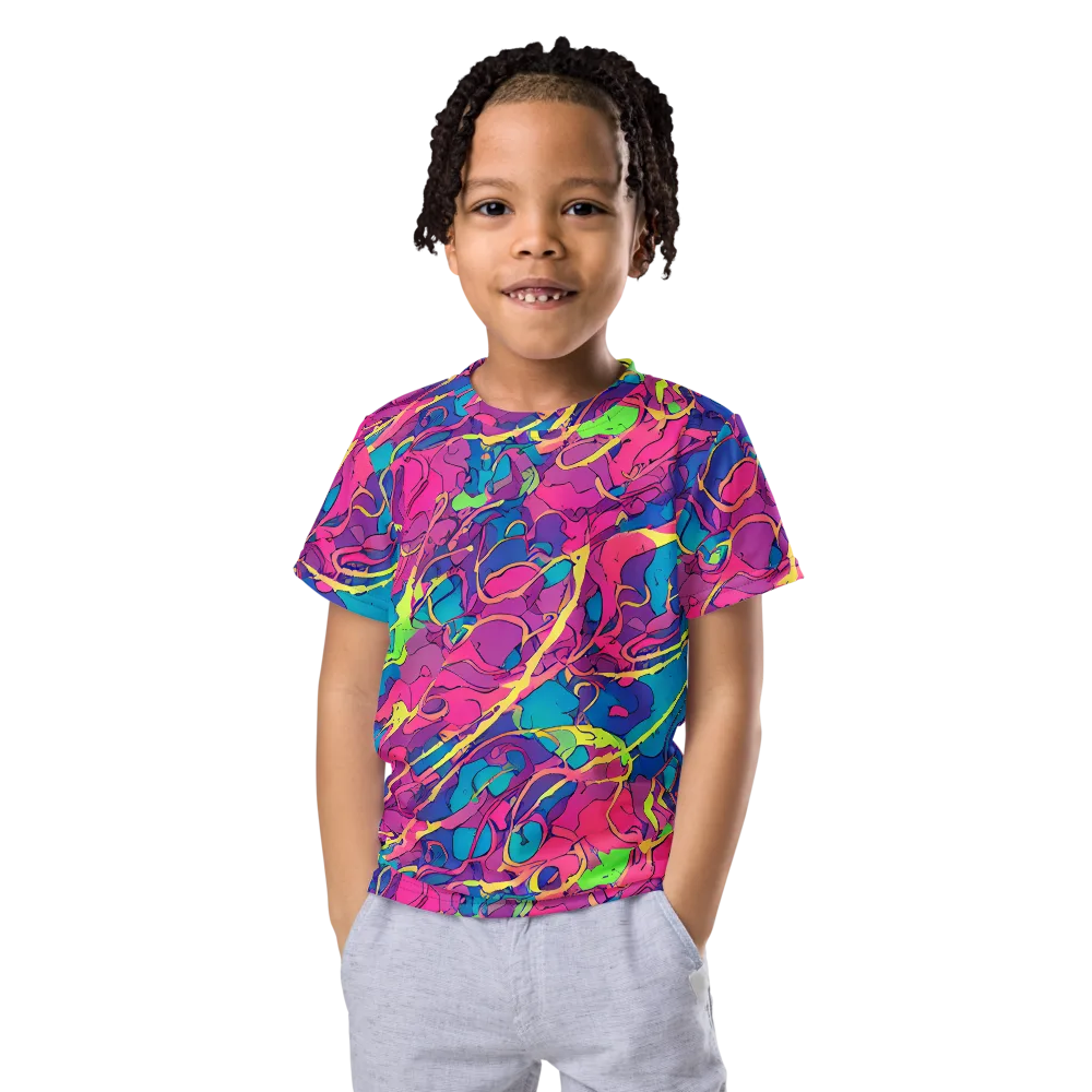 Magenta Velocity on Kids Crew Neck T-Shirt — Front