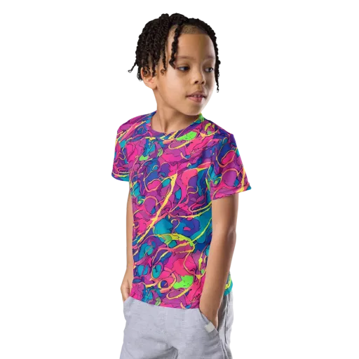 Magenta Velocity on a Kids Crew Neck T-Shirt