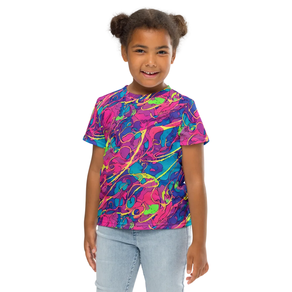 Magenta Velocity on Kids Crew Neck T-Shirt — Front