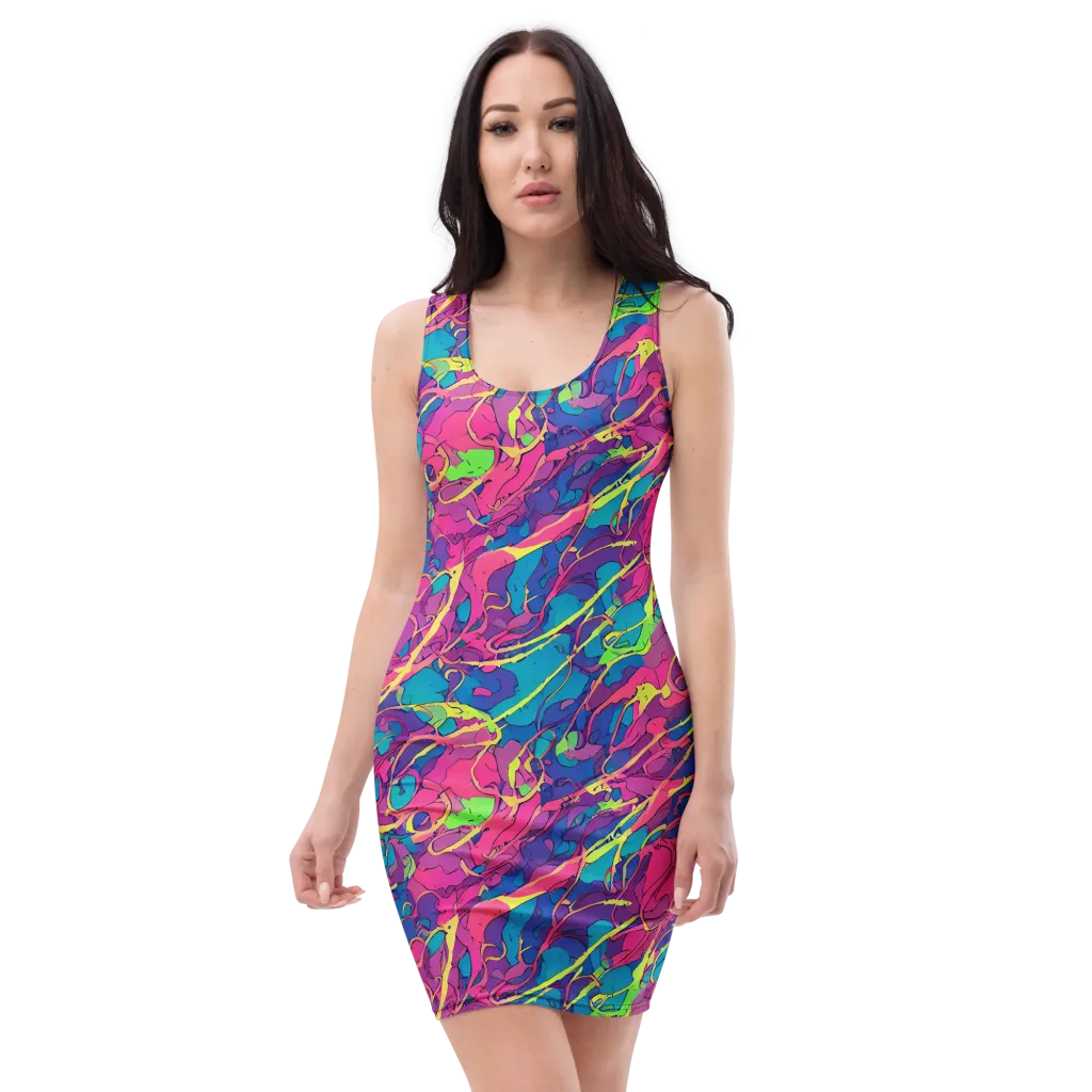 Magenta Velocity on Bodycon Dress — Front