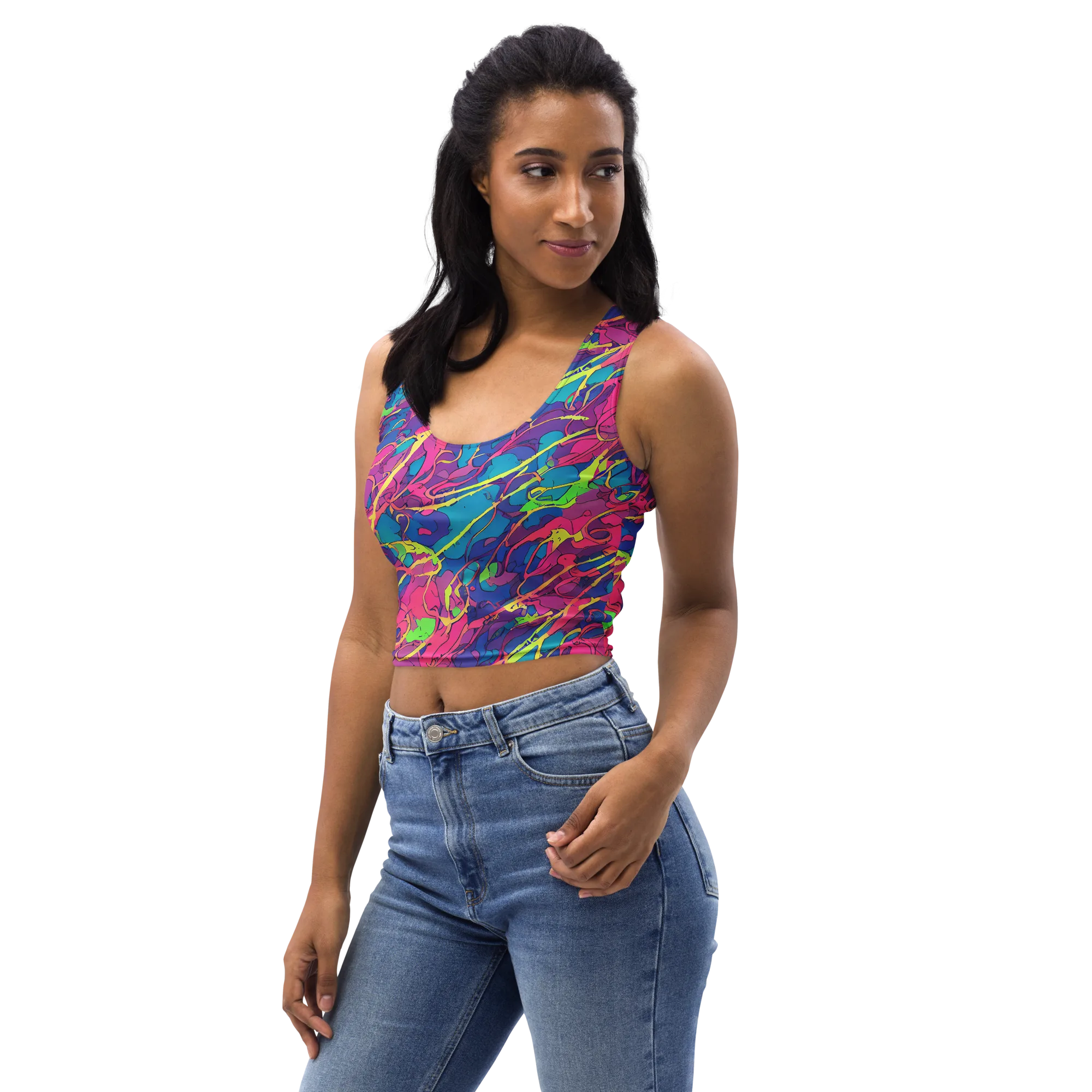 Magenta Velocity on Crop Top — Left Front