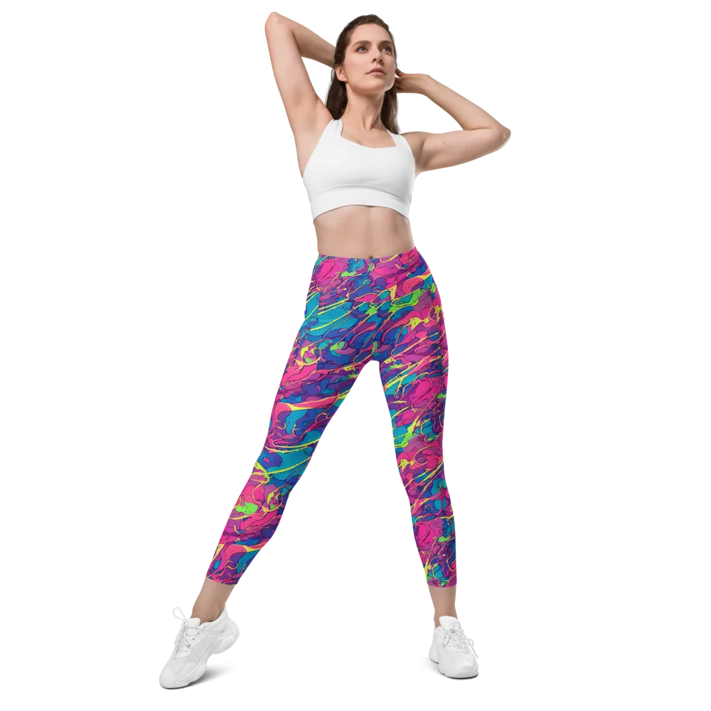 Magenta Velocity on Leggings with Pockets — Front