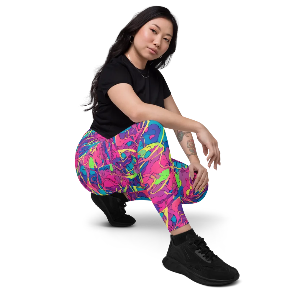 Magenta Velocity on Leggings with Pockets — Right Front