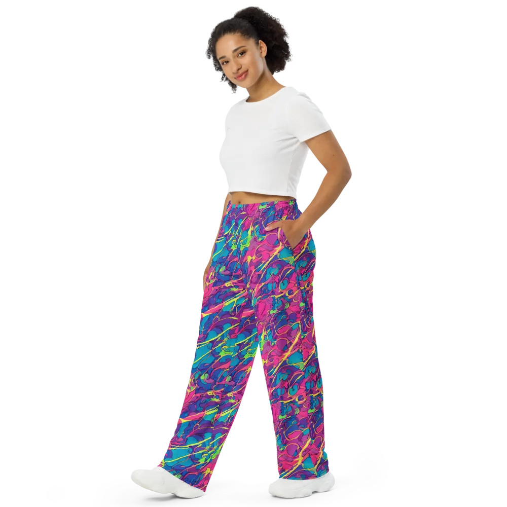 Magenta Velocity on Wide-Leg Pants — Left Front
