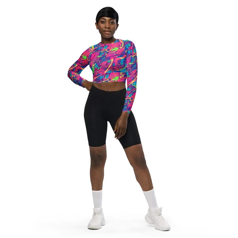 Magenta Velocity on Long Sleeve Crop Top — Front