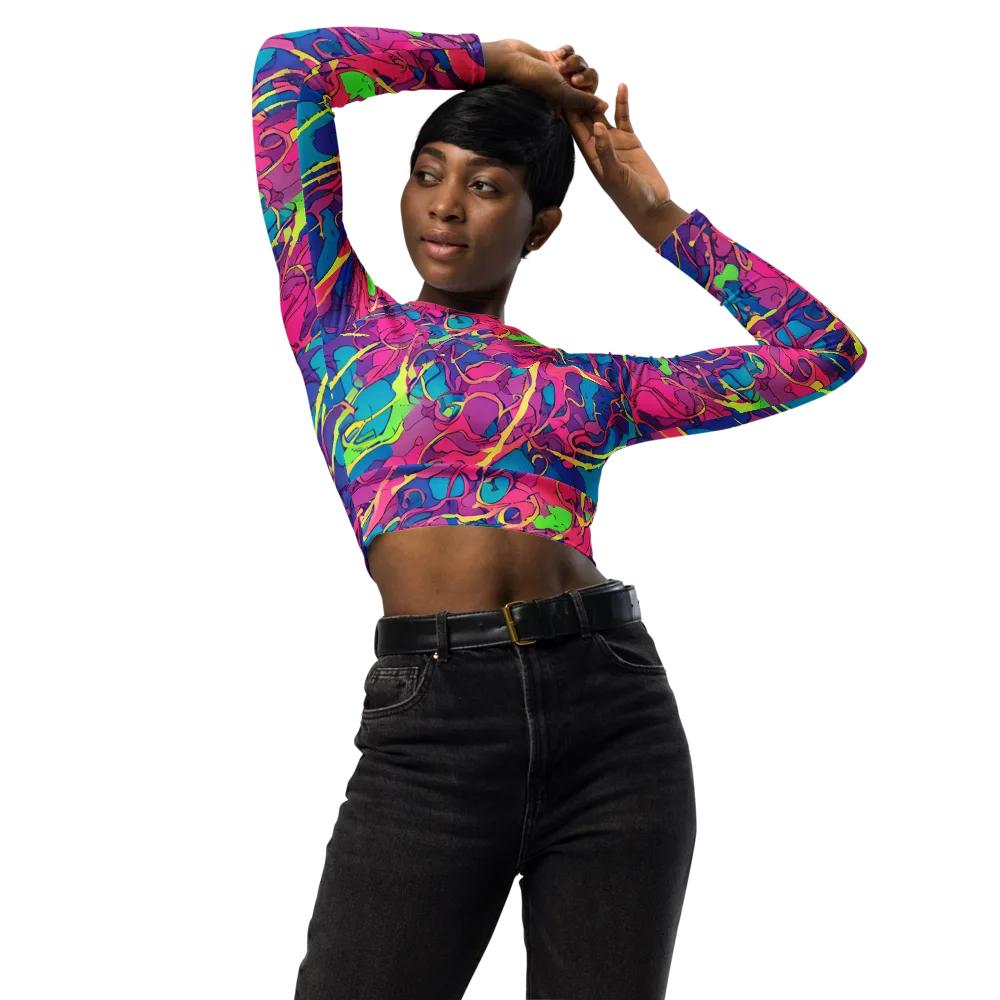 Magenta Velocity on Long Sleeve Crop Top — Front