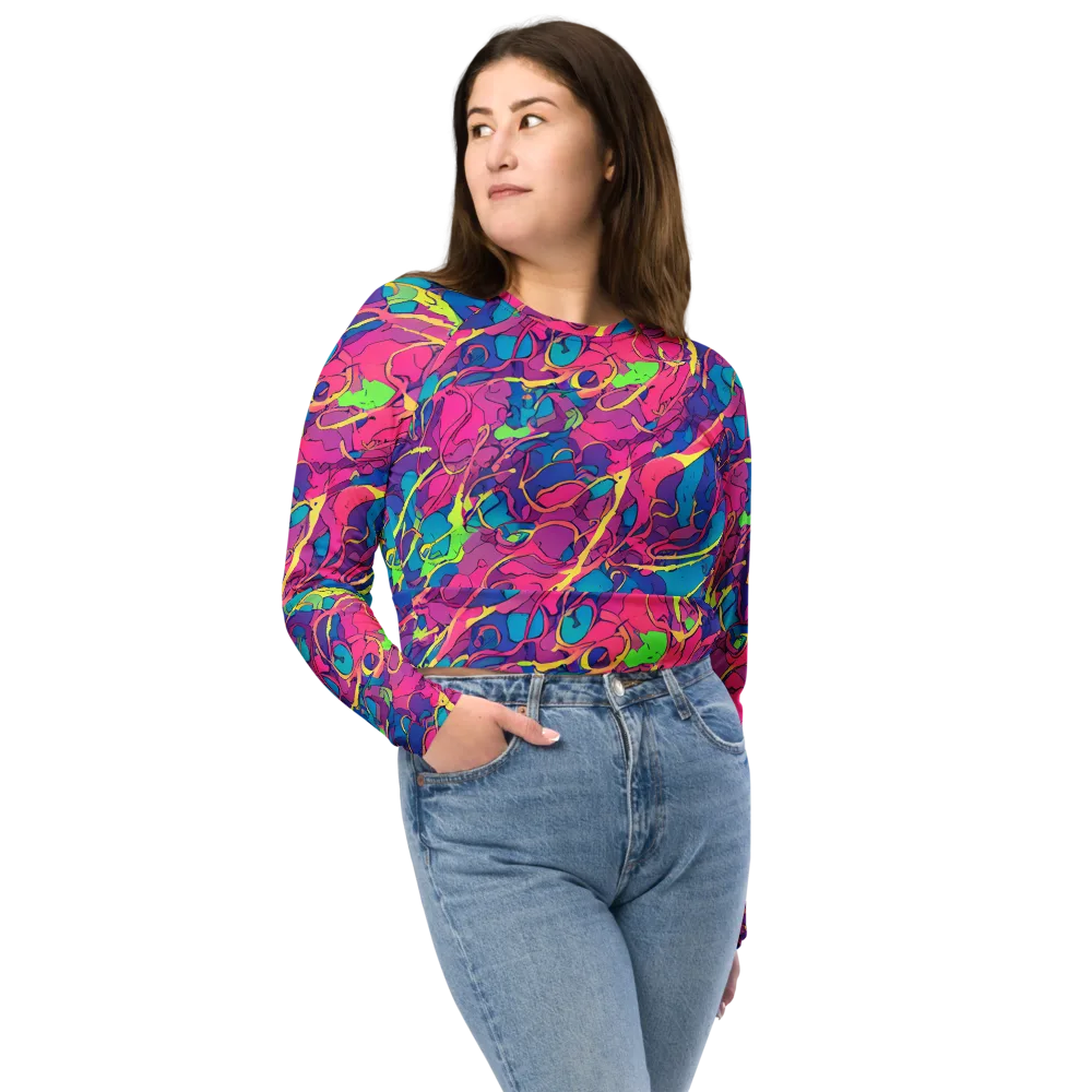 Magenta Velocity on Long Sleeve Crop Top — Front