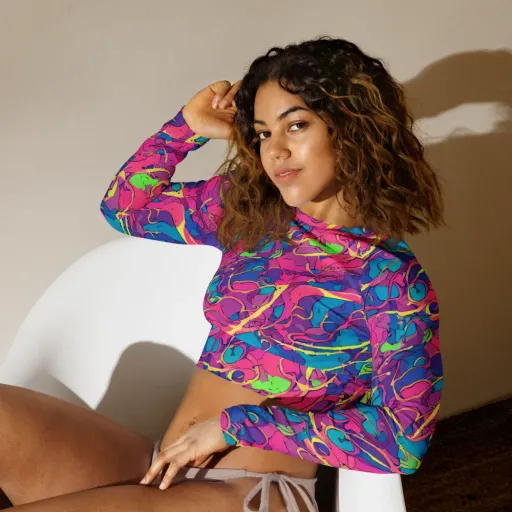 Magenta Velocity on a Long Sleeve Crop Top