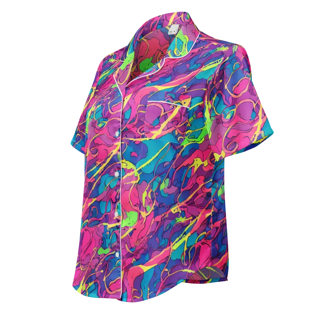 Magenta Velocity on Women's Short Sleeve Pajama Top — Left Front
