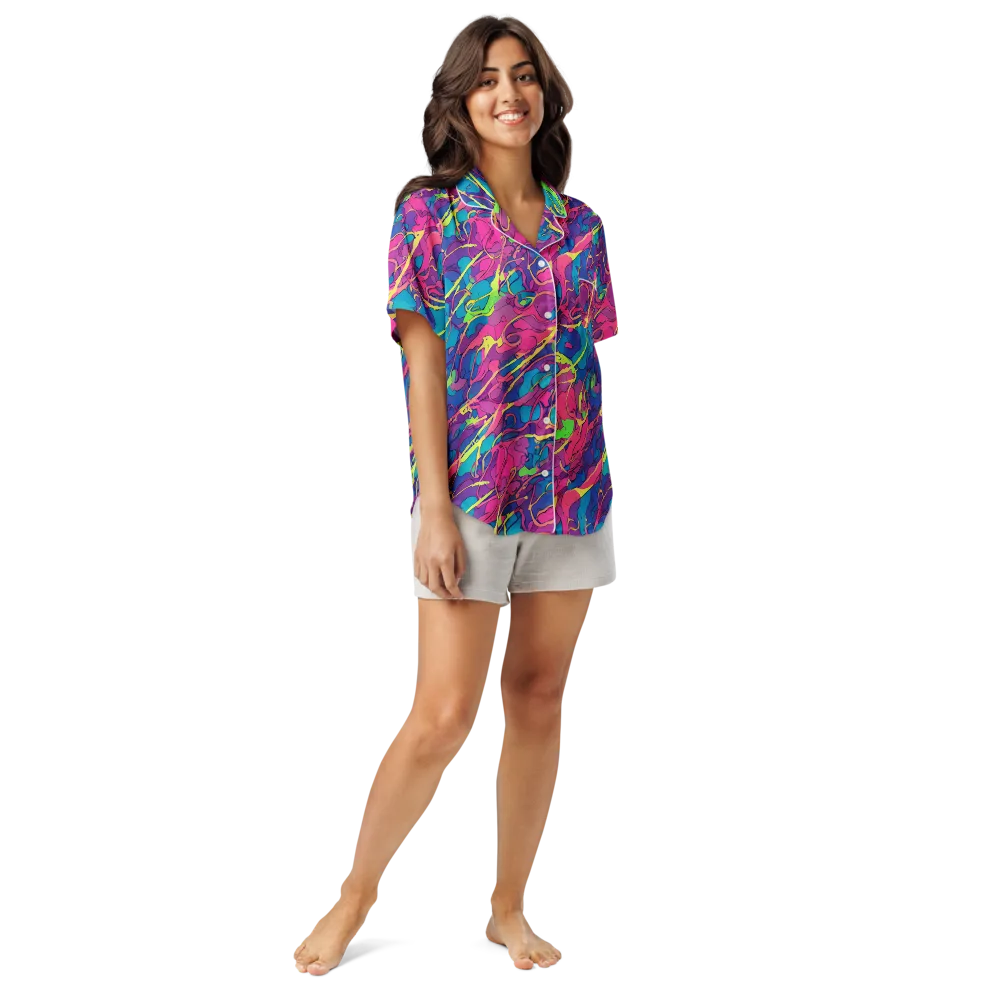 Magenta Velocity on Women's Short Sleeve Pajama Top — Front