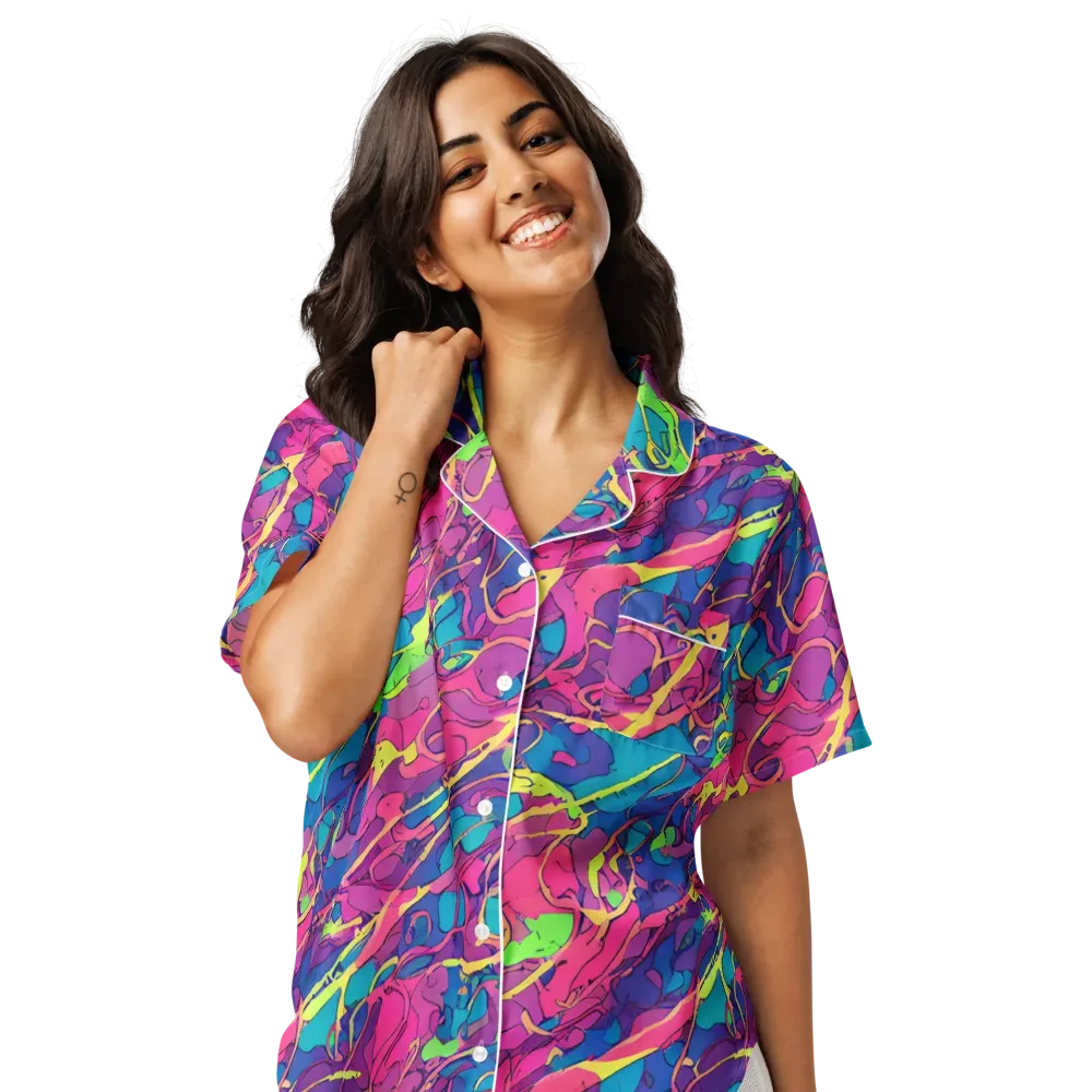 Magenta Velocity on Women's Short Sleeve Pajama Top — Front