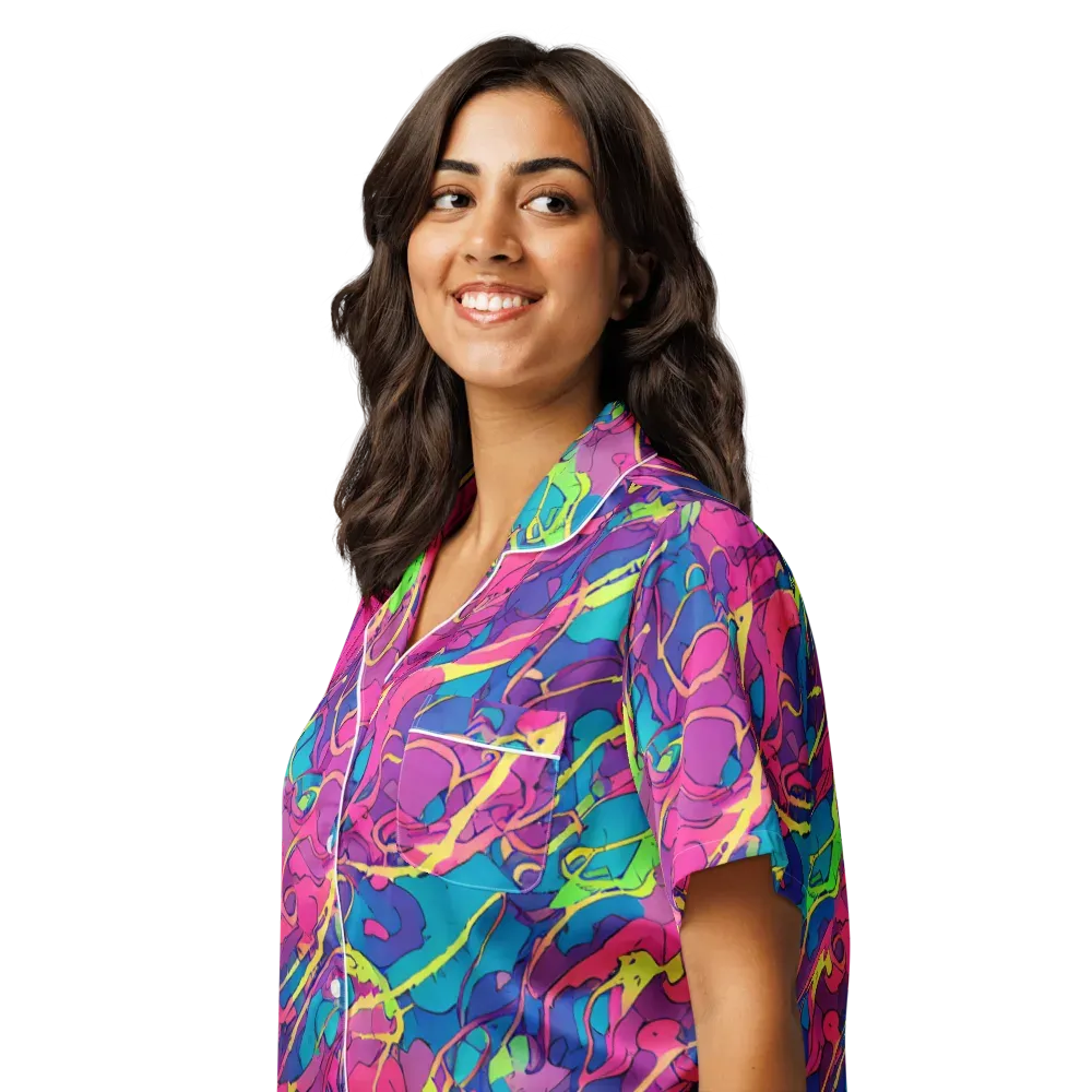 Magenta Velocity on Women's Short Sleeve Pajama Top — Left Front