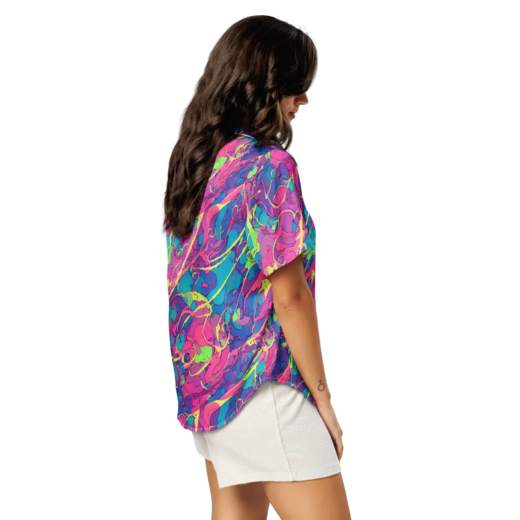 Magenta Velocity on Women's Short Sleeve Pajama Top — Right Back