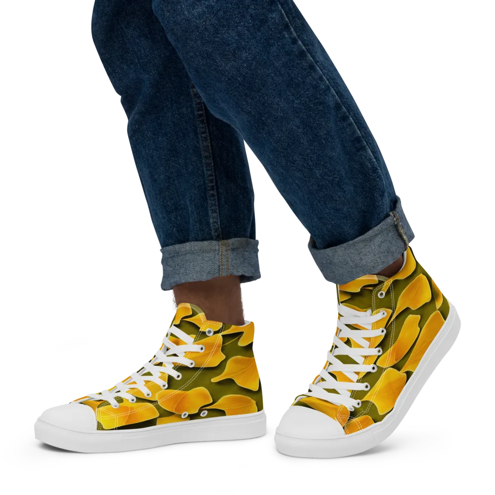 Autumn Relic on Men's High Top Canvas Shoes — Left