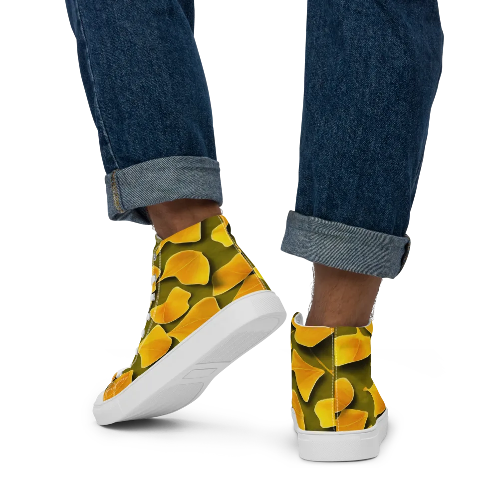 Autumn Relic on Men's High Top Canvas Shoes — Back