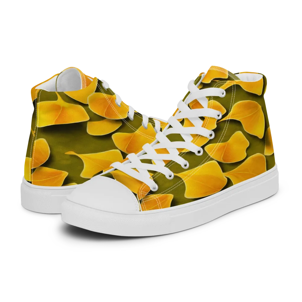 Autumn Relic on Women's High Top Canvas Shoes — Left