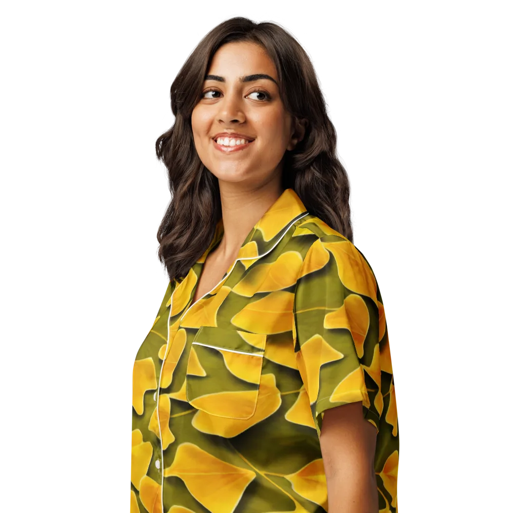 Autumn Relic on Women's Short Sleeve Pajama Top — Left Front
