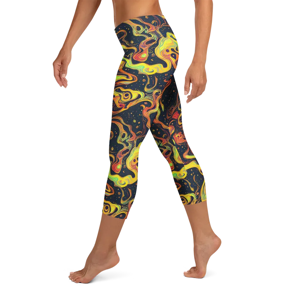 Afterdark Swirl on Capri Leggings — Left