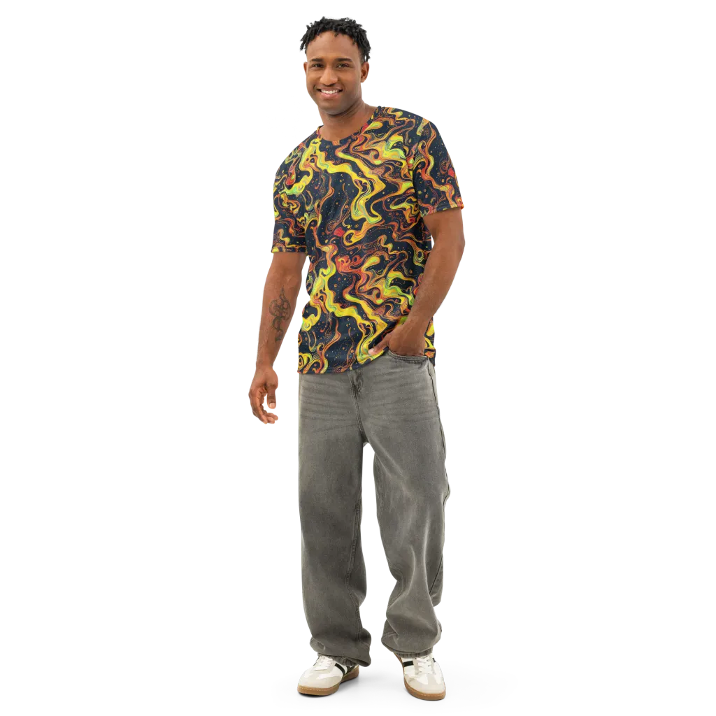 Afterdark Swirl on Men's Cotton Crew Neck T-Shirt — Front
