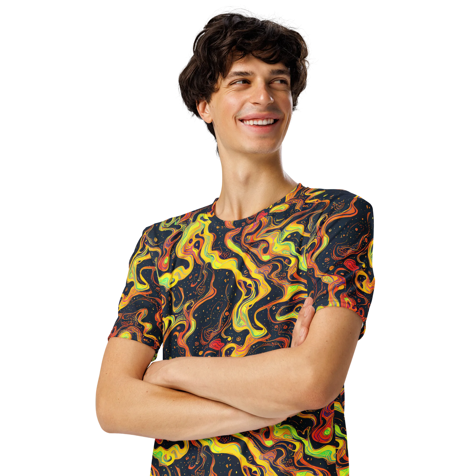 Afterdark Swirl on Men's Crew Neck T-Shirt — Left Front