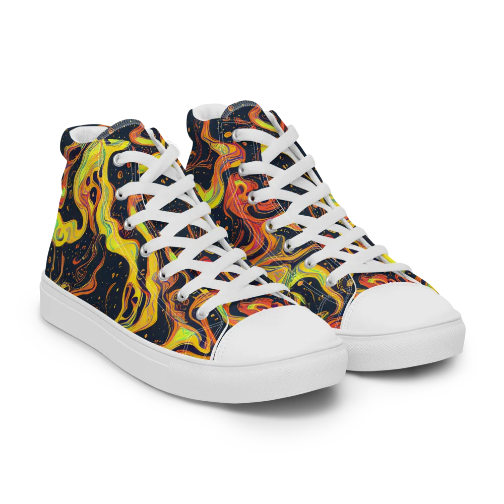 Afterdark Swirl on Men's High Top Canvas Shoes — Right Front