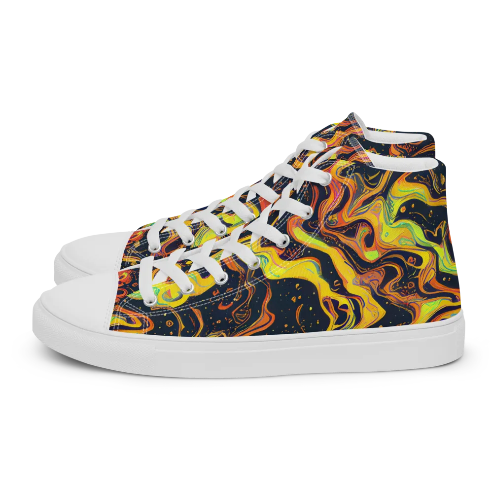 Afterdark Swirl on Men's High Top Canvas Shoes — Left