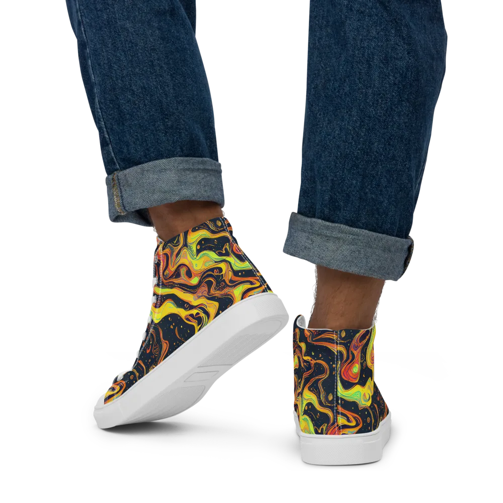 Afterdark Swirl on Men's High Top Canvas Shoes — Back