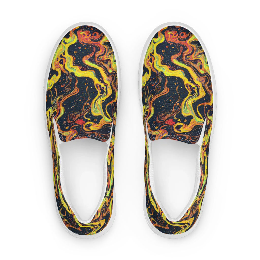 Afterdark Swirl on Men's Slip-On Canvas Shoes — Front
